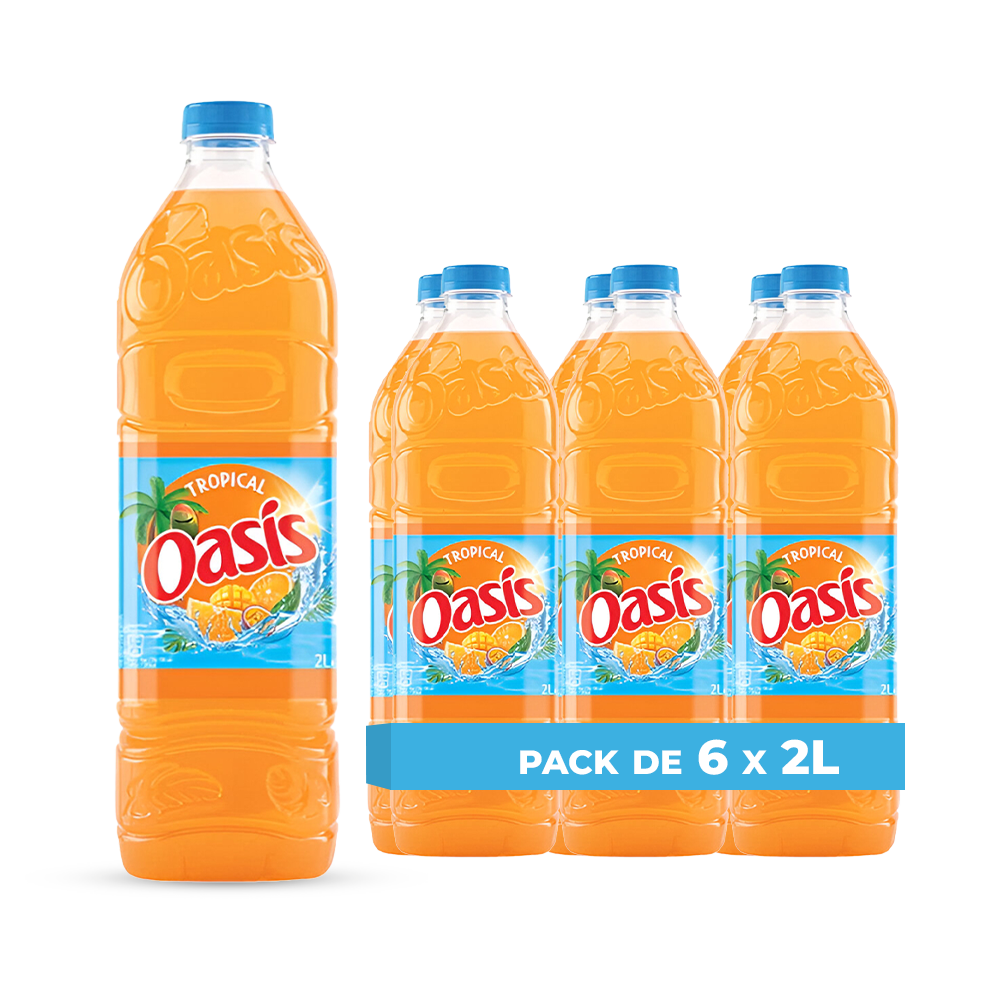 Oasis Tropical – Pack de 6 Bouteilles (6 x 2L) | Boisson Sans Bulles Exotique