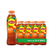 Lipton Ice Tea Pêche – Pack de 12 Bouteilles 50CL | Thé Glacé Saveur Pêche