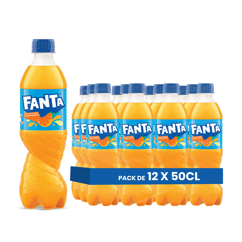 Fanta Mandarine (EU) – Pack de 12 Bouteilles (12 x 50cl) | Boisson Mandarine Rafraîchissante