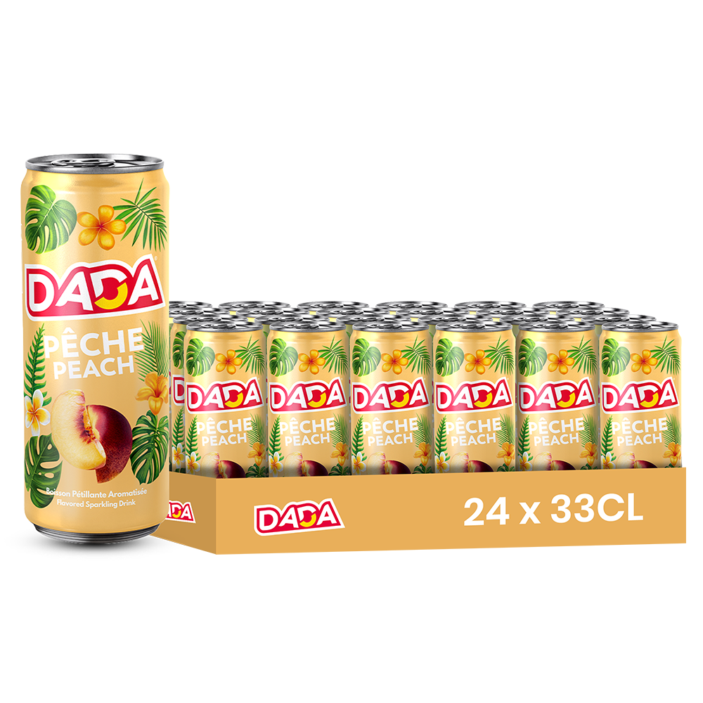 Dada Pêche – Pack de 24 Canettes (24 x 33cl) | Boisson Gazeuse Goût Pêche