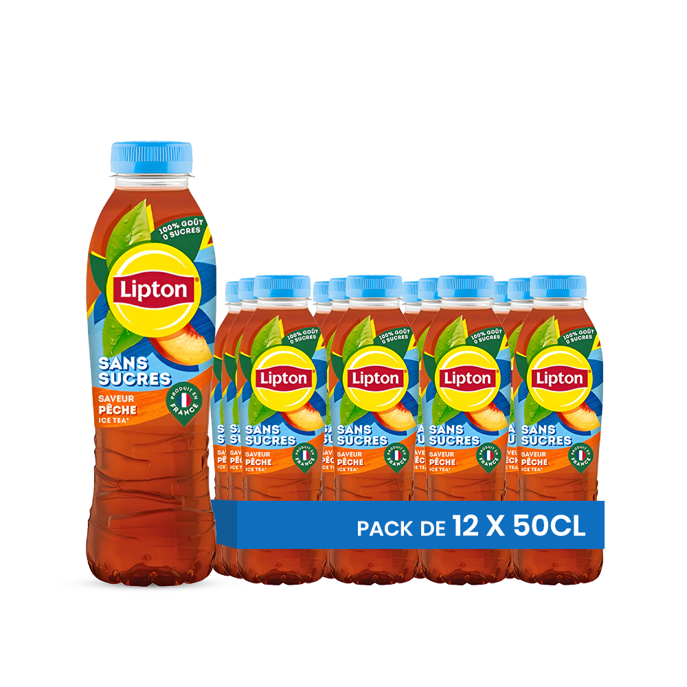 Lipton Ice Tea Pêche Sans Sucres Pack 12 x 50CL – Boisson Thé Glacé Pê ...