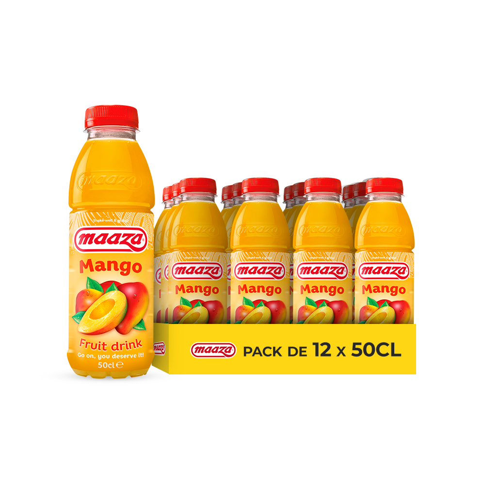 Maaza Mangue – Pack de 12 Bouteilles (12 x 50cl) | Jus de Mangue Pratique à emporter