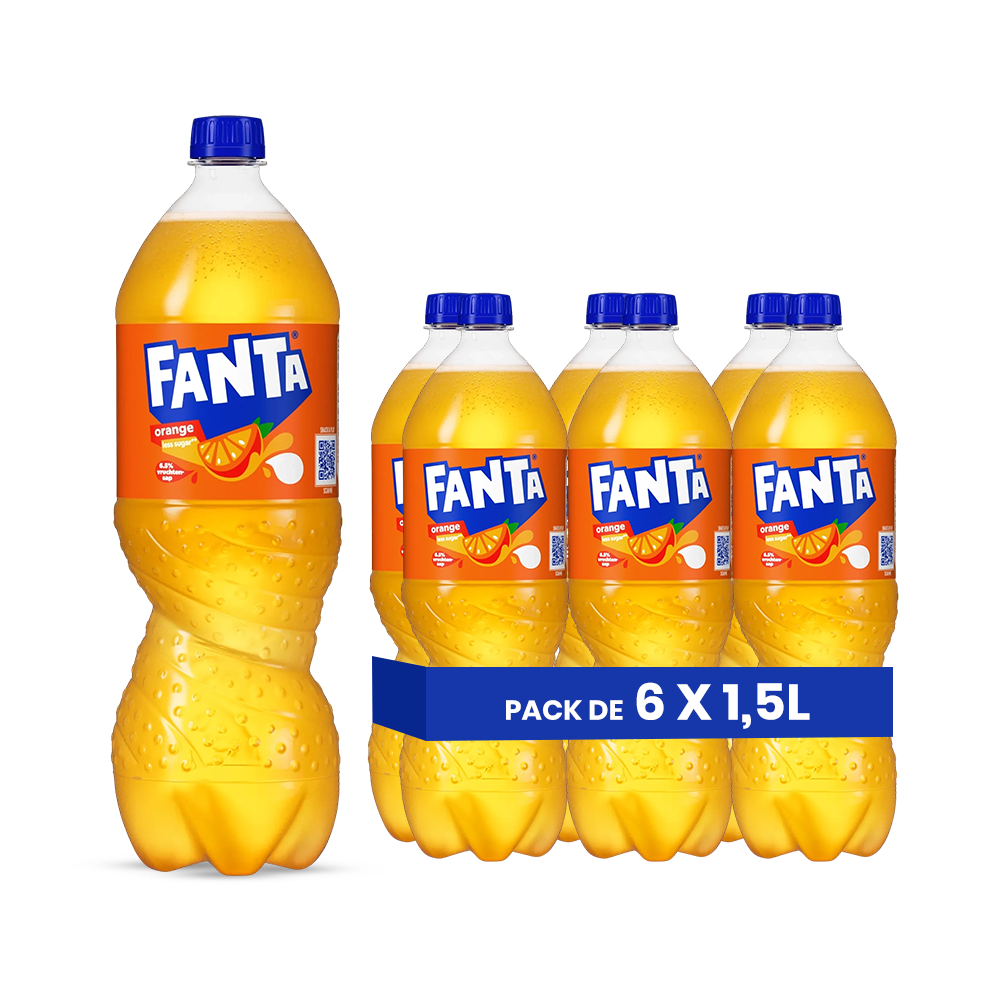 Fanta Orange (EU) – Pack de 6 Bouteilles (6 x 1,5L) | Boisson Gazeuse Classique