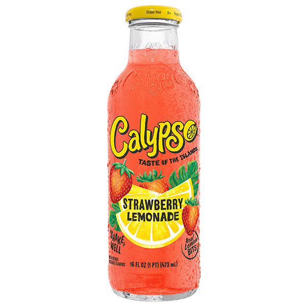 Calypso Strawberry Lemonade – Pack de 12 Bouteilles 473ML | Limonade Fraise Naturelle