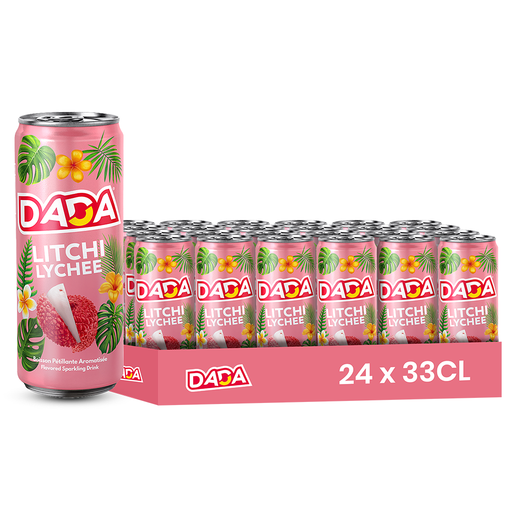 Dada Litchi – Pack de 24 Canettes (24 x 33cl) | Soda Parfumé au Litchi