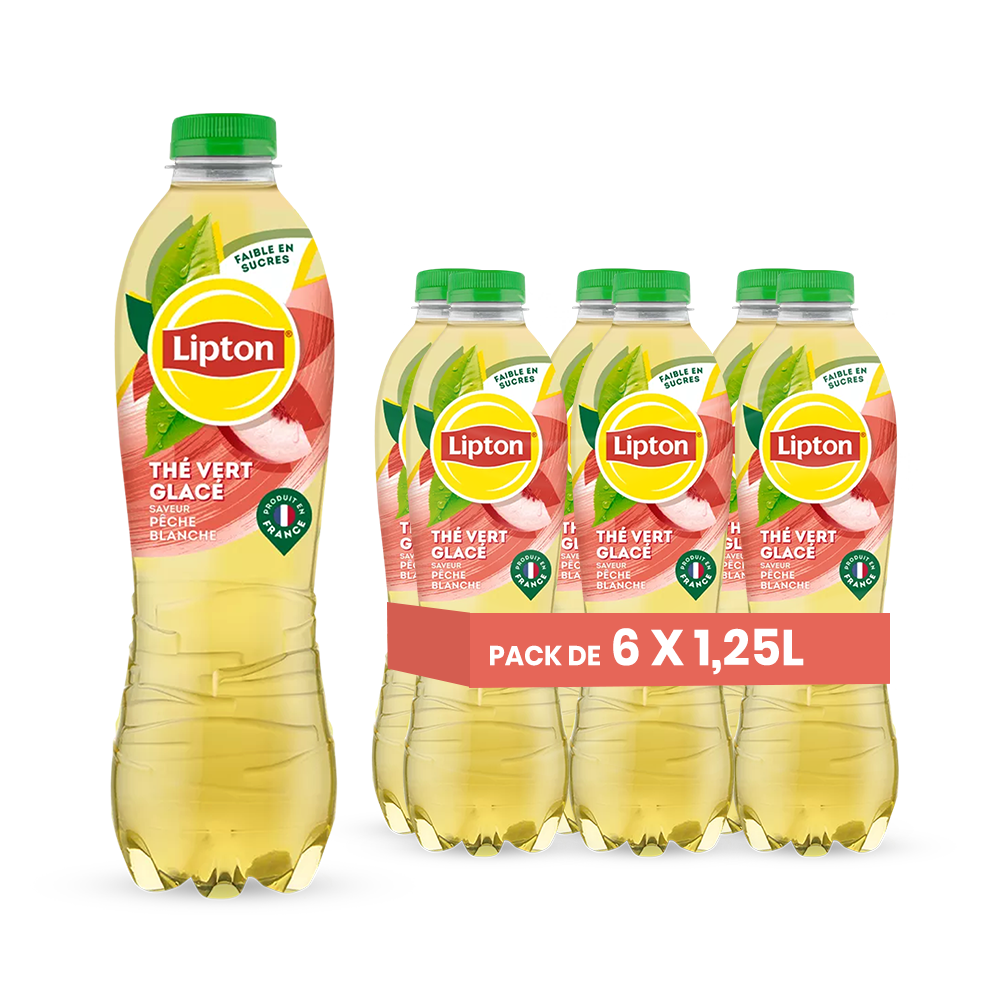 Lipton Ice Tea Pêche Blanche Pack 6 x 1,25L – Thé Glacé Doux Pêche Blanche