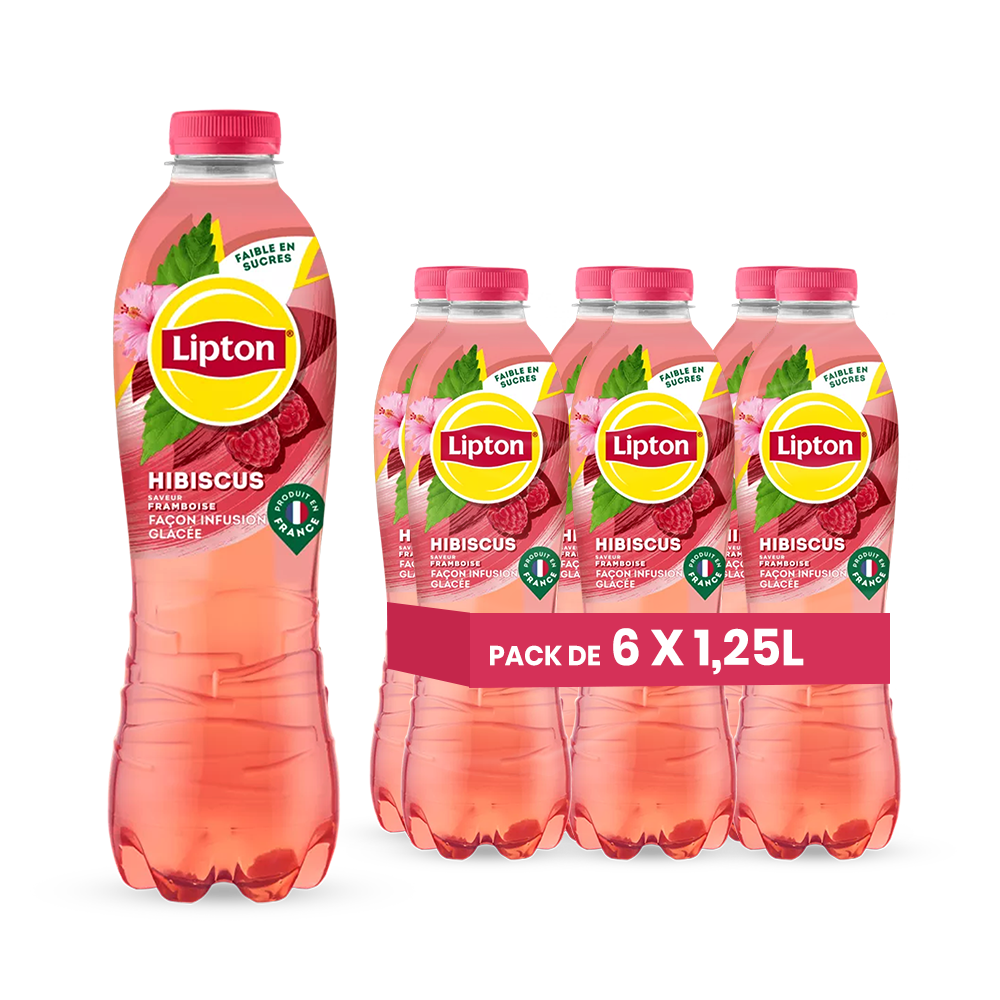 Lipton Ice Tea Hibiscus & Framboise Infusion Glacée Pack 6 x 1,25L – Boisson Naturelle