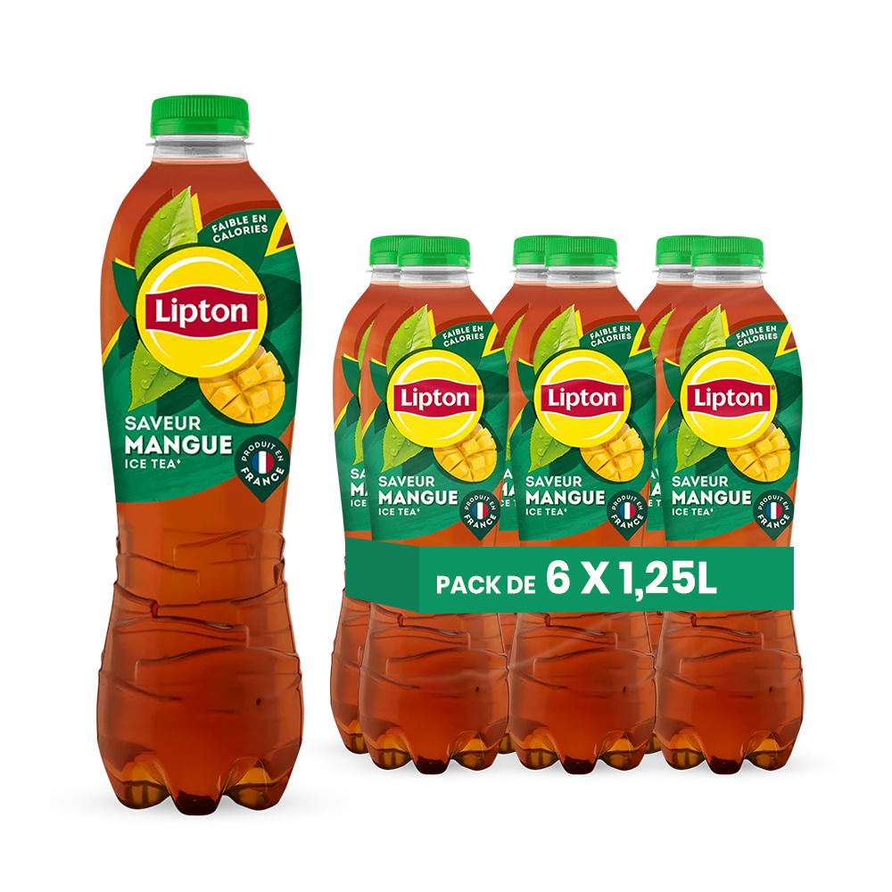 Lipton Ice Tea Mangue Pack 6 x 1,25L – Boisson Thé Glacé Saveur Mangue