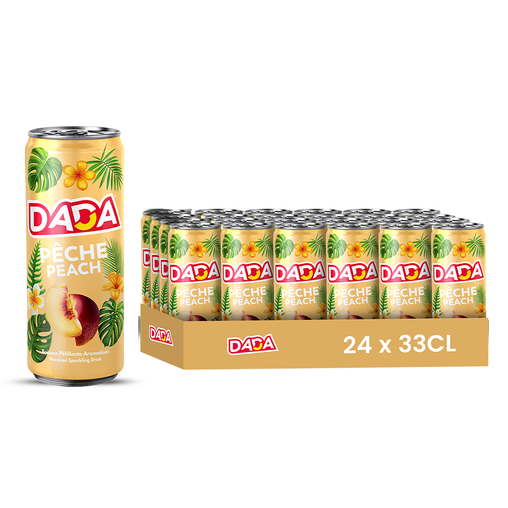 Dada Pêche – Pack de 24 Canettes (24 x 33cl) | Boisson Gazeuse Goût Pêche