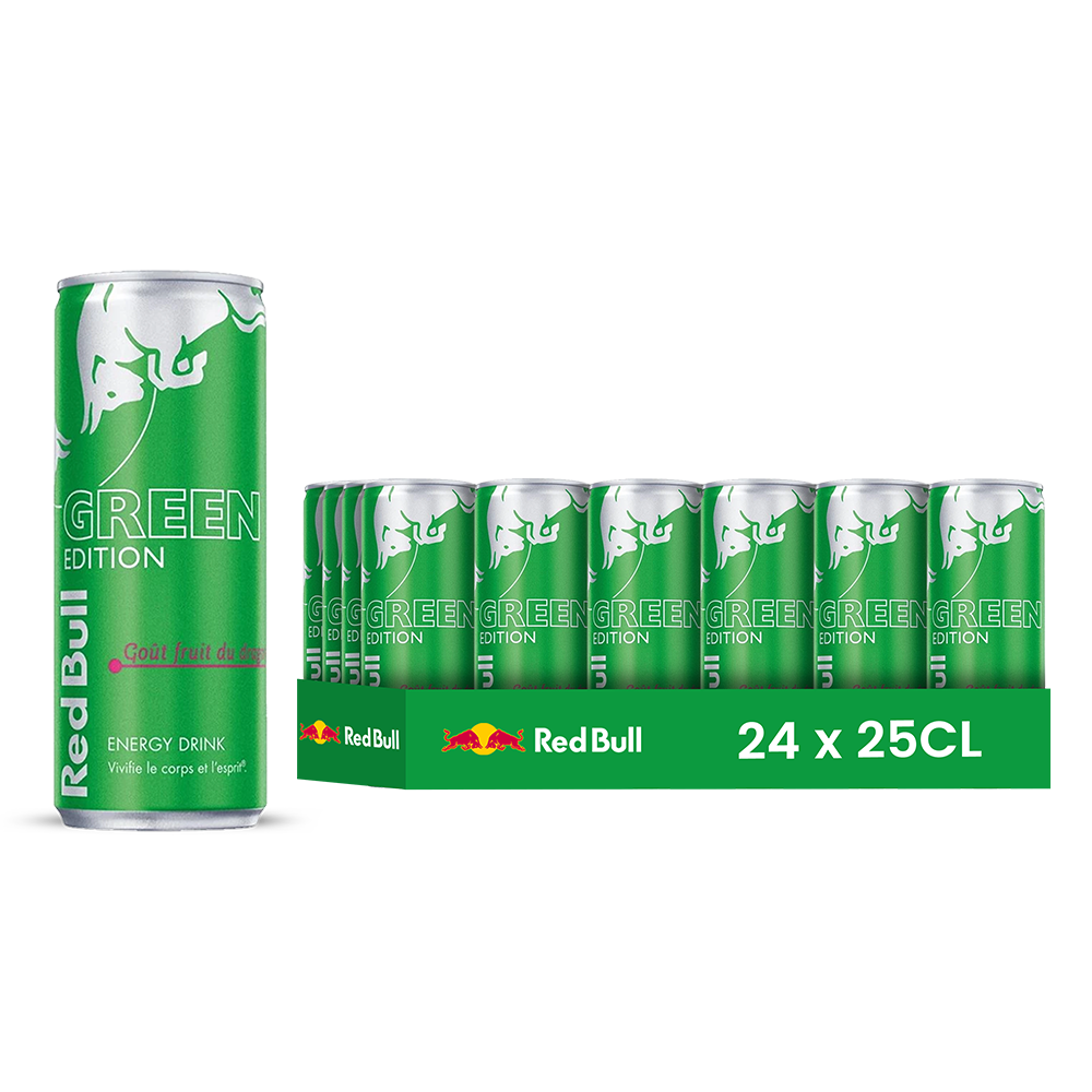 Red Bull Green Edition – Pack de 24 Canettes (24 x 25cl) | Édition Kiwi-Pomme