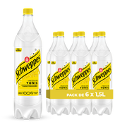 Schweppes Indian Tonic – Pack of 6 Bottles 1.5L | Indian Tonic Water Large Bottle