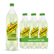 Schweppes Lemon – Pack of 6 1.5L Bottles | Sparkling Lemon Drink Large Bottle