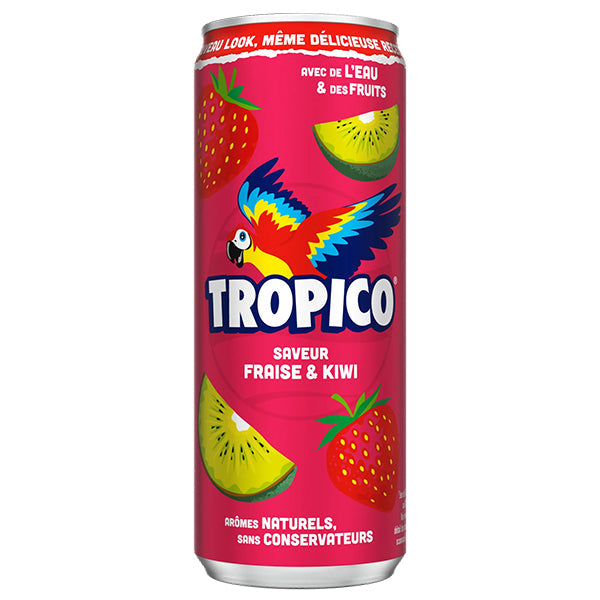 Tropico Saveur Fraise & Kiwi – Pack de 24 Canettes 33CL | Boisson Fruitée Rafraîchissante
