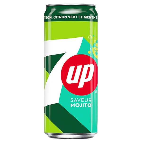 7UP Mojito – Pack de 24 Canettes (24 x 33cl) | Saveur Menthe & Citron Vert