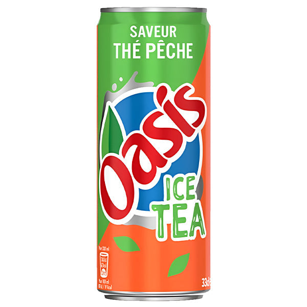 Oasis Thé Pêche – Pack de 24 Canettes (24 x 33cl) | Infusion Thé Glacé & Fruits
