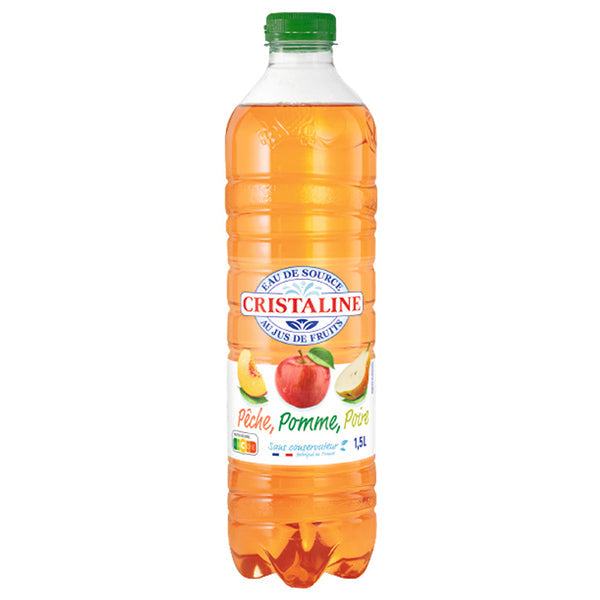 Cristaline Jus Pomme Poire Pêche – Pack de 6 Bouteilles (6 x 1,5L) | Jus Doux & Fruité