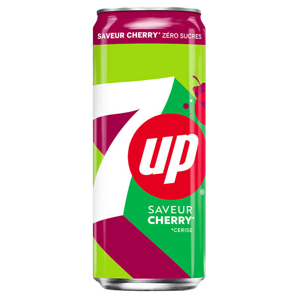 7UP Cherry – Pack de 24 Canettes (24 x 33cl) | Saveur Cerise Gazeuse