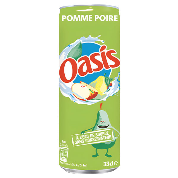 Oasis Pomme Poire – Pack de 24 Canettes (24 x 33cl) | Saveurs Douces & Rafraîchissantes