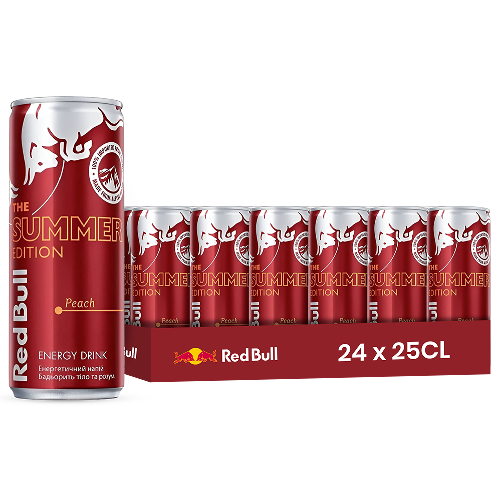 Red Bull Peach Edition – Pack de 24 Canettes (24 x 25cl) | Goût Pêche Édition Limitée