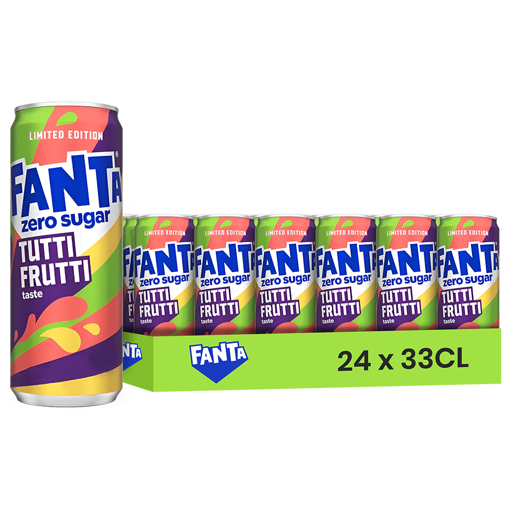 Fanta Tutti Frutti Zero (FR) – Pack de 24 Canettes (24 x 33cl) | Saveur Fruité Sans Sucre