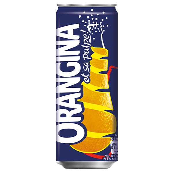 Orangina – Pack de 24 Canettes (24 x 33cl) | Boisson Gazeuse à la Pulpe d’Orange