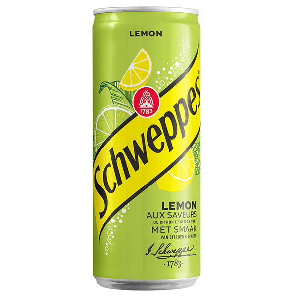 Schweppes Lemon – Pack of 24 Cans (24 x 33cl) | Intense and Sparkling Lemon