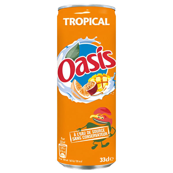 Oasis Tropical – Pack de 24 Canettes (24 x 33cl) | Saveur Exotique Sans Gaz